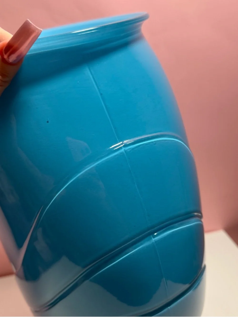 Vintage 80s retro art deco large vibrant blue vase - Picture 6 of 8